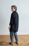 Field Jacket in Black Linen with Rosewood Stripe Lining