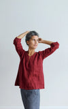 Caftan Top in Wine Linen