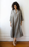Atelier Dress in Dove Striped Linen