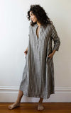 Atelier Dress in Dove Striped Linen