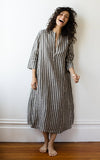 Atelier Dress in Dove Striped Linen