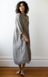 Atelier Dress in Dove Striped Linen