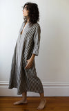 Atelier Dress in Dove Striped Linen
