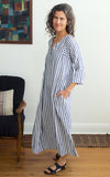 Caftan Dress in Blue Stripe