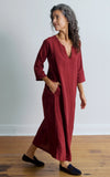 Caftan Dress in Wine Linen