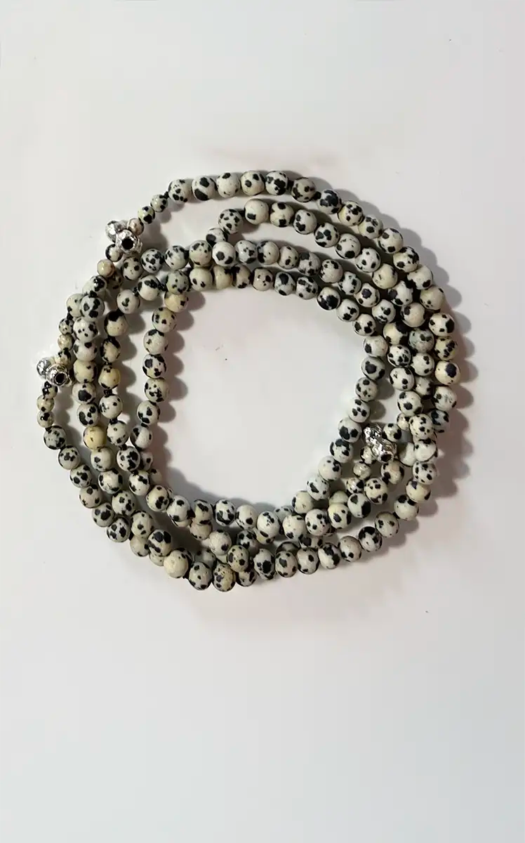 Kirsten Muenster Dalmatian Jasper with Silver Beads Necklace