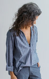 Potter's Top in Grey Striped Khadi