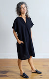 Viv Dress in Silk Cotton in Soft Black