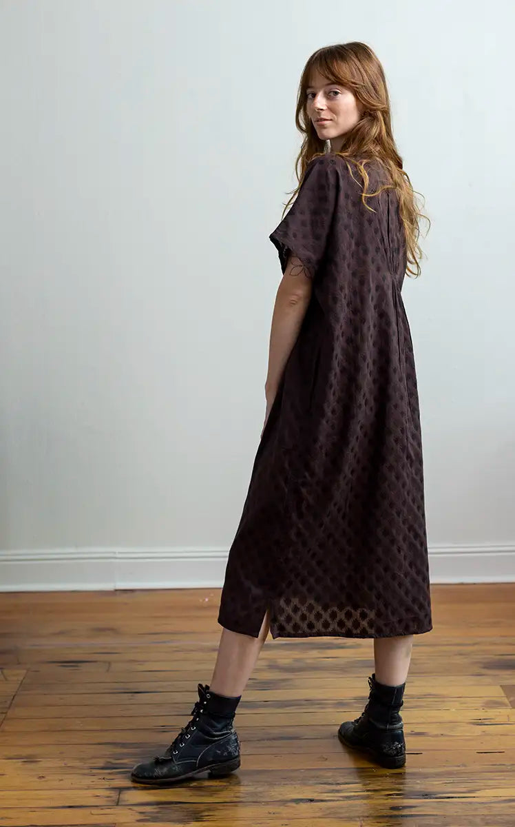 Viv Dress Long in Rosewood Jamdani