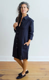 Workshirt Dress in Ink Linen