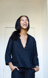 Atelier Top in Black Linen