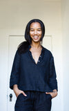 Atelier Top in Black Linen