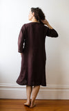 Caftan Dress Cafe Length in Rosewood Handkerchief Linen