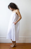 Drawstring Dress in Moon Linen