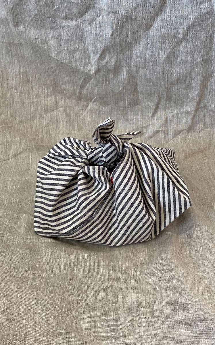 Medium Bento Bag in Grey Ticking