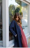 Trench in Ink Linen Lined in Stripes