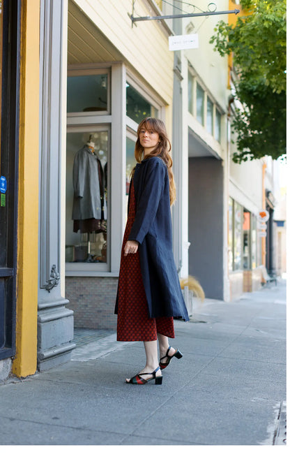 Trench in Ink Linen Lined in Stripes