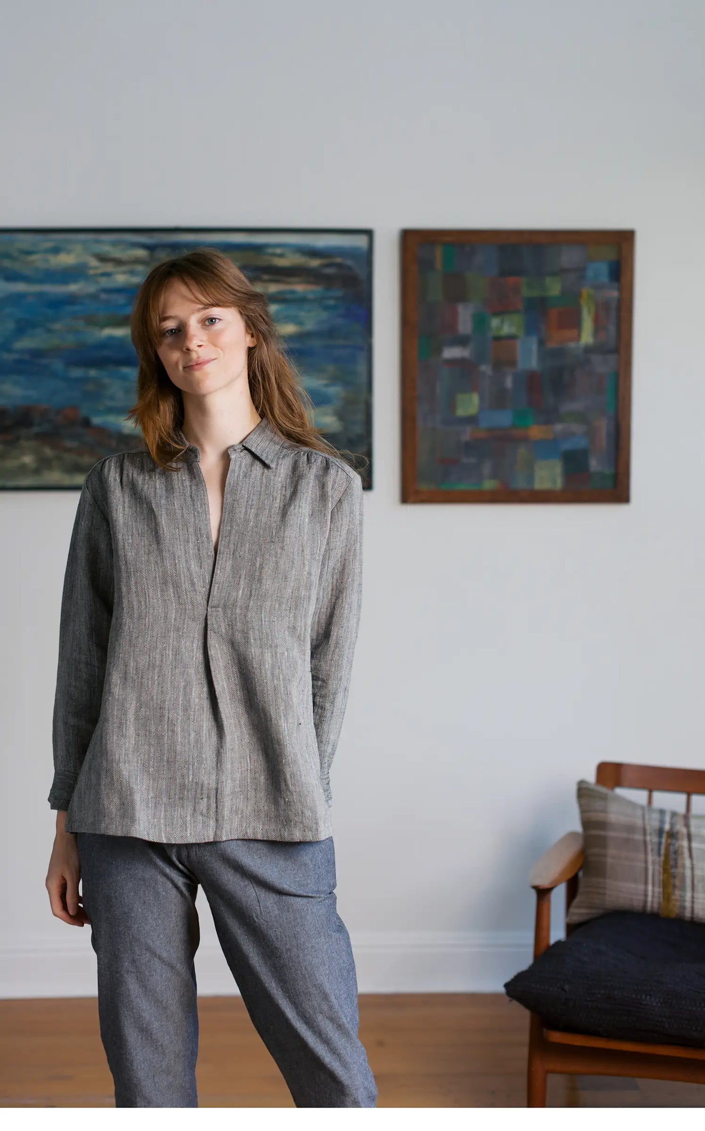 Potter's Top in Grey Woven