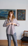 Oversized Workshirt in Rosewood and Cream Stripe
