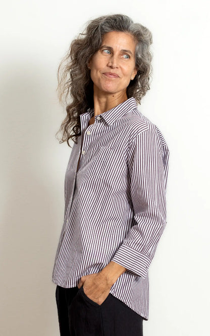 Workshirt Classic in Rosewood and Cream Stripe