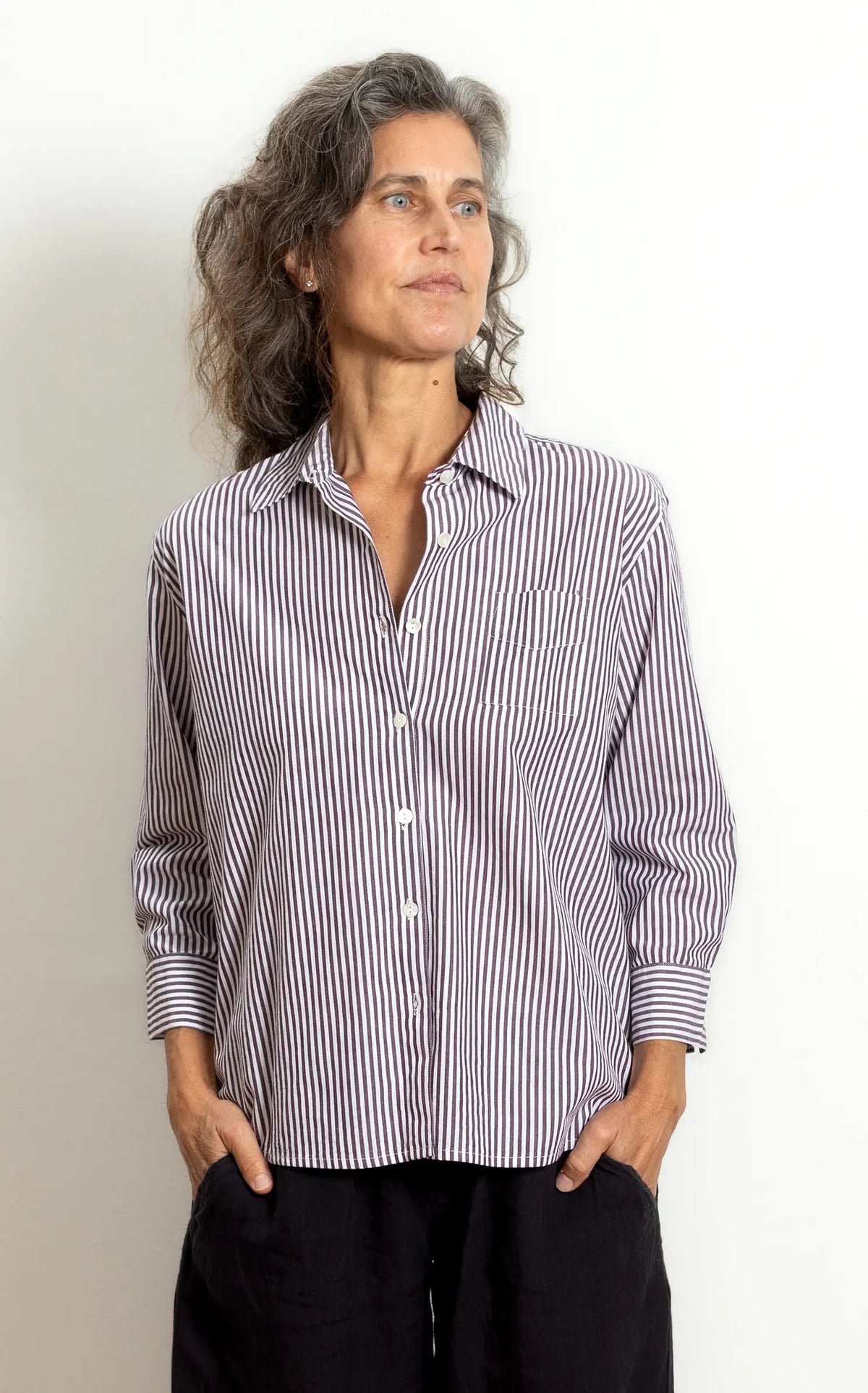 Workshirt Classic in Rosewood and Cream Stripe