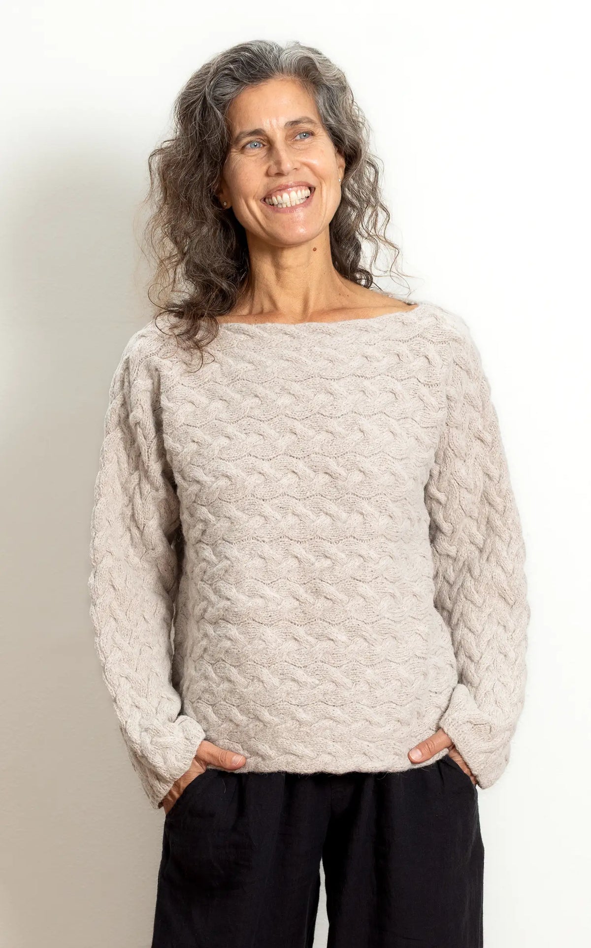 Foggy Day Sweater in Creme Suri Alpaca