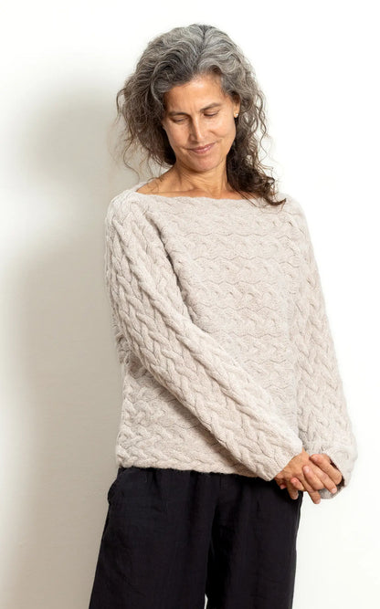 Foggy Day Sweater in Creme Suri Alpaca