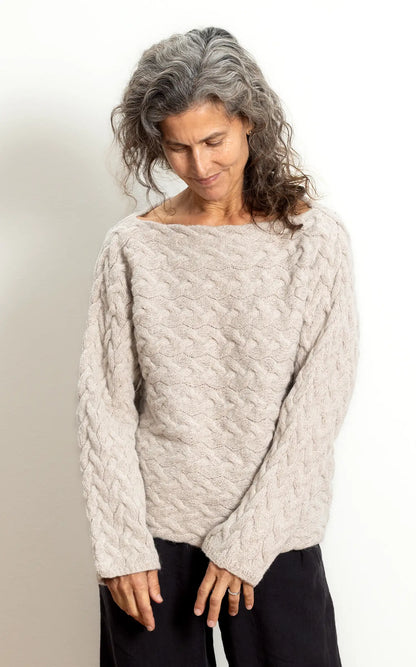 Foggy Day Sweater in Creme Suri Alpaca