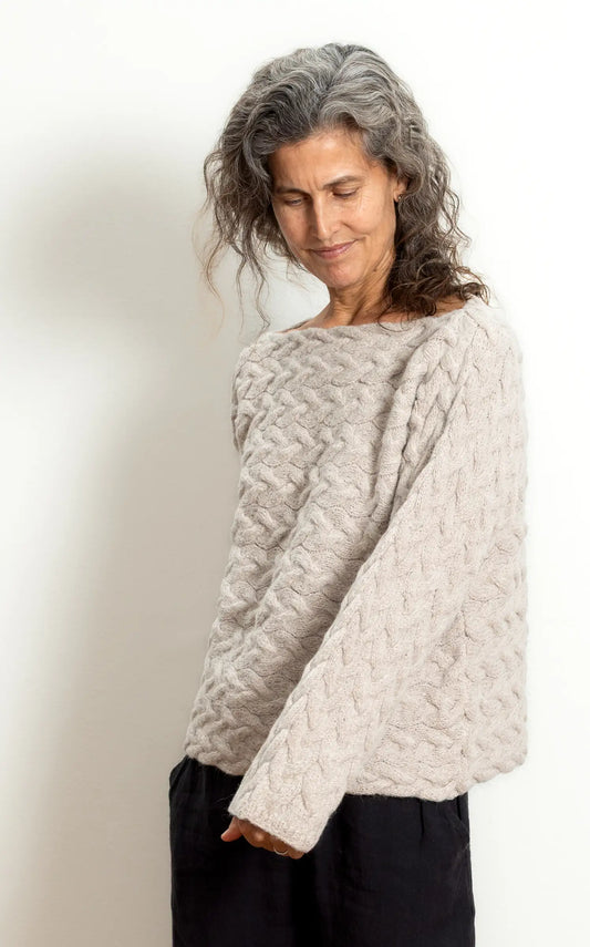 Foggy Day Sweater in Creme Suri Alpaca