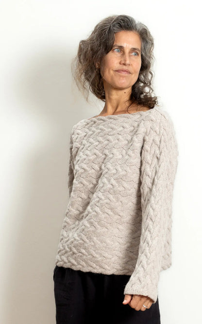 Foggy Day Sweater in Creme Suri Alpaca