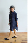 Oxford Shirt Dress in Ink Linen