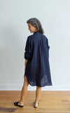 Oxford Shirt Dress in Ink Linen