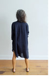 Oxford Shirt Dress in Ink Linen