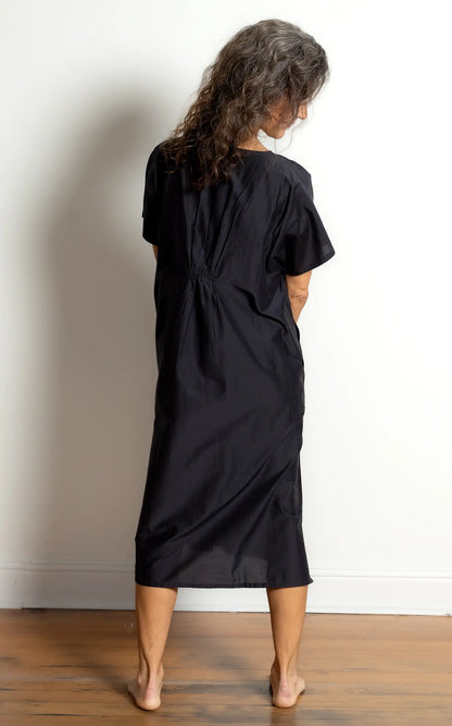 Viv Dress Long in Ink Silk Cotton
