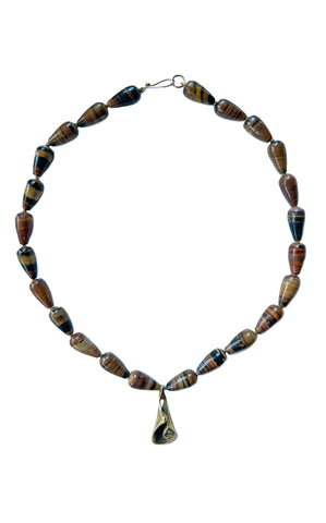 Kirsten Muenster Koroit Beads Necklace with Slide Pendant in Yellow Bronze