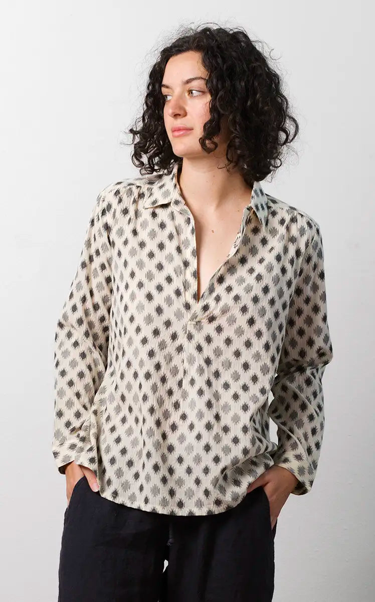 Potter's Top in Cream Jamdani