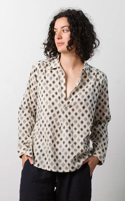 Potter's Top in Cream Jamdani