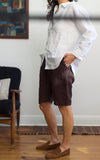 Boxer Short in Rosewood Linen