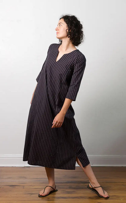 Caftan Dress Cafe Length in Bog Oak