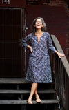 Caftan Dress Cafe Length in Liberty Navy Floral