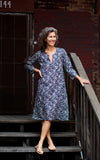 Caftan Dress Cafe Length in Liberty Navy Floral