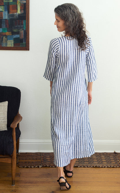 Caftan Dress in Blue Stripe
