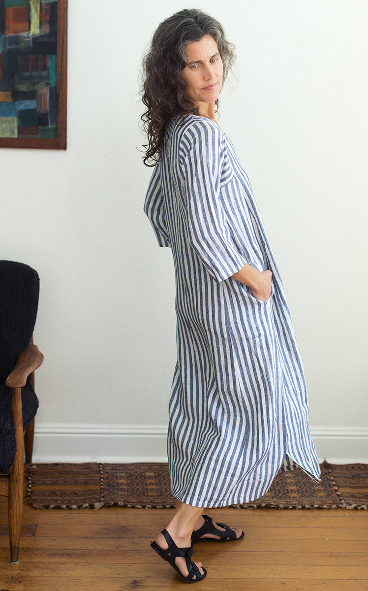 Caftan Dress in Blue Stripe