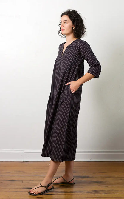 Caftan Dress Cafe Length in Bog Oak