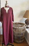 Caftan Dress in Wine Linen