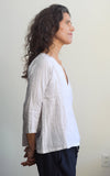 Caftan Top in Crispy White Stripe