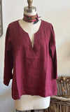 Caftan Top in Wine Linen