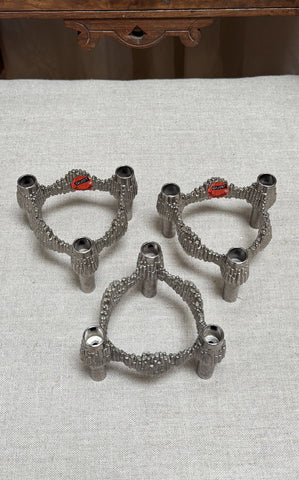 Set of three vintage Quist brutalist candle holders