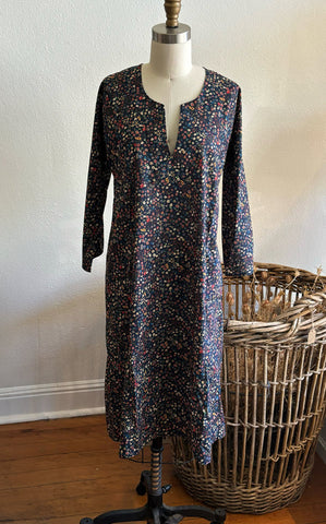 Caftan Dress Cafe Length in Liberty Midnight Ditsy