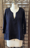 Caftan Top in Ink Linen